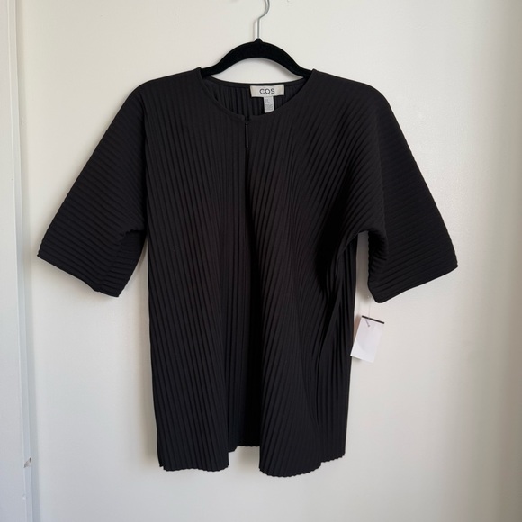 COS Black Pleated Zip Up Blouse - Picture 1 of 5
